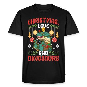 Dino Boy Boy Enfants Noël Amour Dinosaures - T-shirt Premium bio Homme - noir - Devant - Nico (187cm)