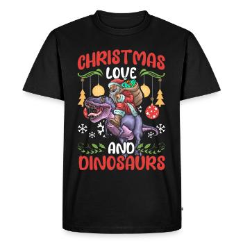 Dino Boy Boy Enfants Noël Amour Dinosaures - T-shirt Premium bio Homme - noir - Devant - Nico (187cm)