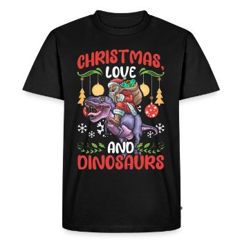 Dinosaur Dino Young Boy Christmas Gift - Men's Premium Organic T-Shirt - black - Front - Nico (187cm)
