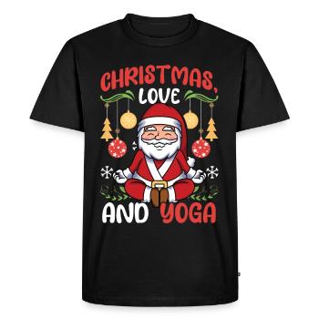 Yogini Yoga Méditation Noël, Amour et Yoga - T-shirt Premium bio Homme - noir - Devant - Nico (187cm)