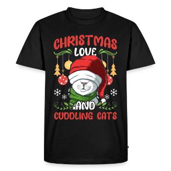 Cat Cuddle Animal Love Christmas, Love Cats - Men's Premium Organic T-Shirt - black - Front - Nico (187cm)