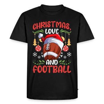 Équipe de football universitaire Amour de Noël - T-shirt Premium bio Homme - noir - Devant - Nico (187cm)