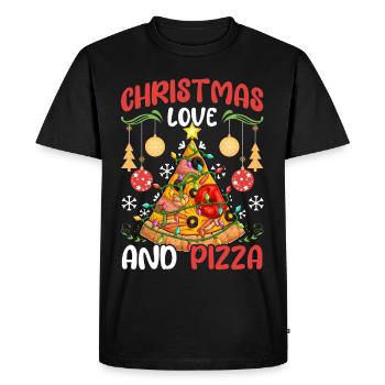 Pizza Malbouffe drôle en disant Noël, Amour - T-shirt Premium bio Homme - noir - Devant - Nico (187cm)
