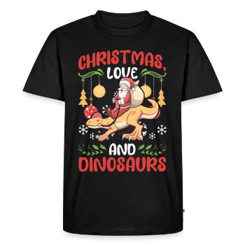 Dino Boy Boy Enfants Noël Amour Dinosaures - T-shirt Premium bio Homme - noir - Devant - Nico (187cm)
