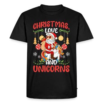 Unicorn Horses Riders Christmas Love Riding - Men's Premium Organic T-Shirt - black - Front - Nico (187cm)