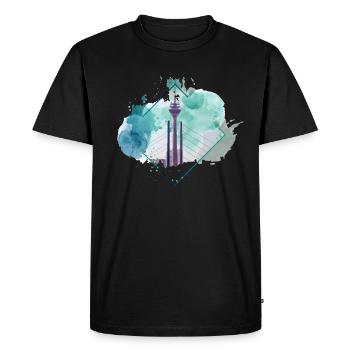 Düsseldorf Allemagne City Skyline Splash Coloré - T-shirt Premium bio Homme - noir - Devant - Nico (187cm)