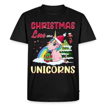 Unicorn Horses Riders Christmas Love Riding - Men's Premium Organic T-Shirt - black - Front - Nico (187cm)