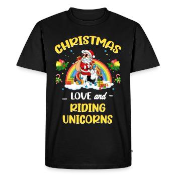 Unicorn Horses Riders Christmas Love Riding - Men's Premium Organic T-Shirt - black - Front - Nico (187cm)