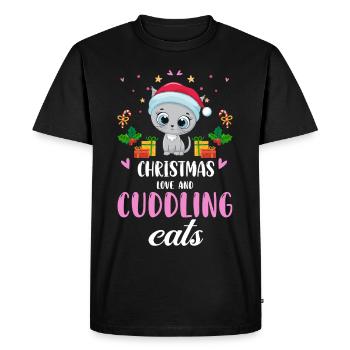 Câlin Chat Animal Amour Noël, Amour Chats - T-shirt Premium bio Homme - noir - Devant - Nico (187cm)