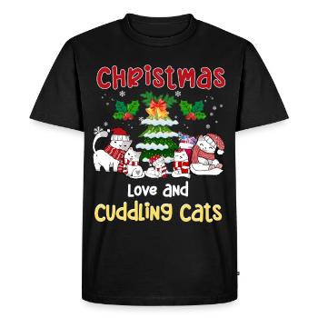 Câlin Chat Animal Amour Noël, Amour Chats - T-shirt Premium bio Homme - noir - Devant - Nico (187cm)