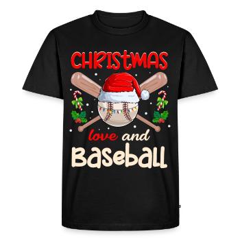 Joueur de baseball Club Amour de Noël - T-shirt Premium bio Homme - noir - Devant - Nico (187cm)