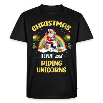 Unicorn Horses Riders Christmas Love Riding - Men's Premium Organic T-Shirt - black - Front - Nico (187cm)