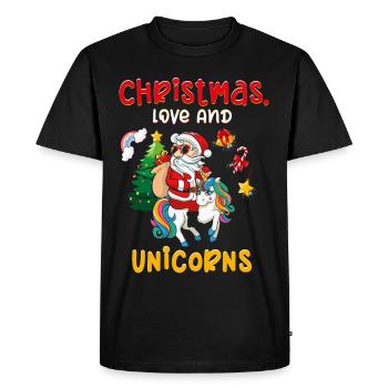 Unicorn Horses Riders Christmas Love Riding - Men's Premium Organic T-Shirt - black - Front - Nico (187cm)