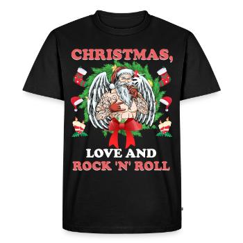 Heavy Hard Metal Christmas, Love Rock 'n' Roll - Men's Premium Organic T-Shirt - black - Front - Nico (187cm)