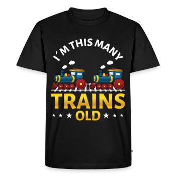 2ème anniversaire, 2 ans trains! Enfants, Boy Boy Train - T-shirt Premium bio Homme - noir - Devant - Nico (187cm)