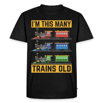 3ème anniversaire, 3 ans trains Lok Kids, garçon garçon - T-shirt Premium bio Homme - noir - Devant - Nico (187cm)