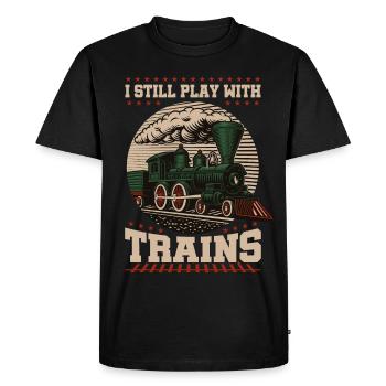 Train Modellbauer, Modelllokomitive Lok Lokomotive - Men's Premium Organic T-Shirt - black - Front - Nico (187cm)