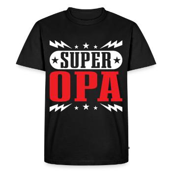 Grandpa, best grandfather Super Opi, niece grandson - Men's Premium Organic T-Shirt - black - Front - Nico (187cm)