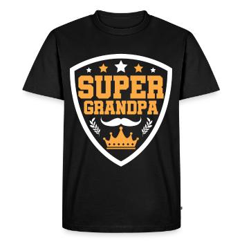 Grandpa, best grandfather Super Opi, niece grandson - Men's Premium Organic T-Shirt - black - Front - Nico (187cm)
