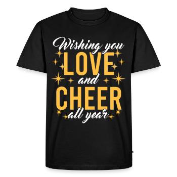 New Year's Eve, Peace, Love, Happy New Year - Men's Premium Organic T-Shirt - black - Front - Nico (187cm)