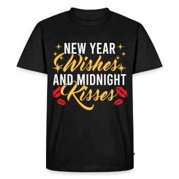 New Year's Eve, Peace, Love, Happy New Year - Men's Premium Organic T-Shirt - black - Front - Nico (187cm)