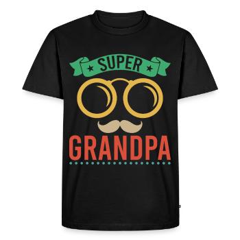 Grandpa, best grandfather Super Opi, niece grandson - Men's Premium Organic T-Shirt - black - Front - Nico (187cm)