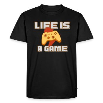La vie est un joueur de jeu disant contrôleur de jeu - T-shirt Premium bio Homme - noir - Devant - Nico (187cm)