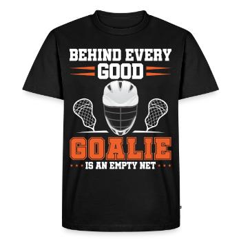 Lacrosse Goalkeeper LAX Goalie Player Fan Coach - Men's Premium Organic T-Shirt - black - Front - Nico (187cm)