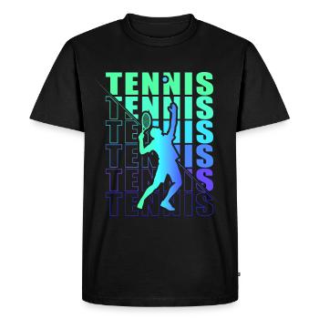 Tennis clothing for tennis players, fans coaches - Men's Premium Organic T-Shirt - black - Front - Nico (187cm)