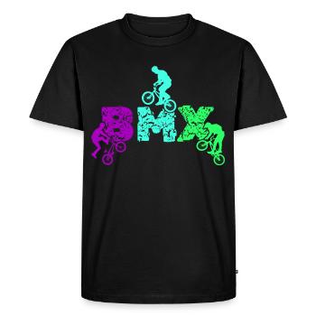Tenue de vélo vintage, vélo urbain freestyle BMX - T-shirt Premium bio Homme - noir - Devant - Nico (187cm)