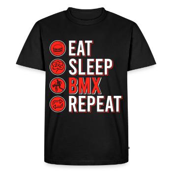 Tenue de vélo vintage, vélo urbain freestyle BMX - T-shirt Premium bio Homme - noir - Devant - Nico (187cm)