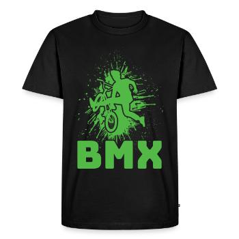 Tenue de vélo vintage, vélo urbain freestyle BMX - T-shirt Premium bio Homme - noir - Devant - Nico (187cm)