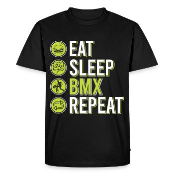 Tenue de vélo vintage, vélo urbain freestyle BMX - T-shirt Premium bio Homme - noir - Devant - Nico (187cm)