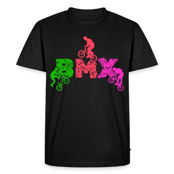 Tenue de vélo vintage, vélo urbain freestyle BMX - T-shirt Premium bio Homme - noir - Devant - Nico (187cm)