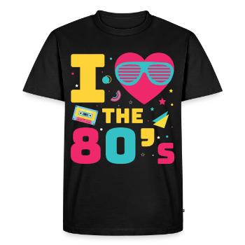 Costume Rétro des années 80Costume de fête à thème Fête des années 90 - T-shirt Premium bio Homme - noir - Devant - Nico (187cm)