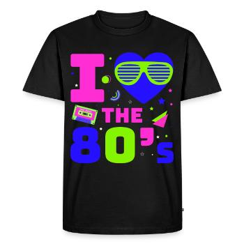 Costume Rétro des années 80Costume de fête à thème Fête des années 90 - T-shirt Premium bio Homme - noir - Devant - Nico (187cm)