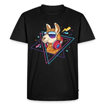 Lama Alpaga 80s Costume Rétro Années 90s Party - T-shirt Premium bio Homme - noir - Devant - Nico (187cm)