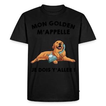 Mon golden m'appelle chien adorable cadeau - T-shirt Premium bio Homme - noir - Devant - Nico (187cm)