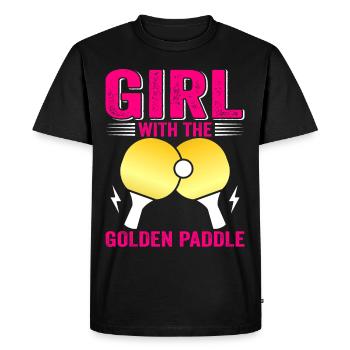 Tenue de Joueur Fille Femmes Dames! Ping-pong - T-shirt Premium bio Homme - noir - Devant - Nico (187cm)
