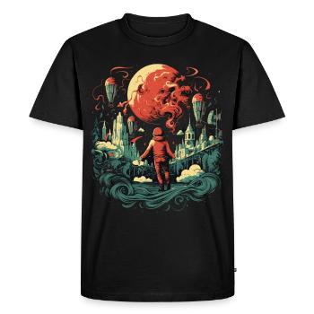 Fantastique Paysage Lunaire Moon City - T-shirt Premium bio Homme - noir - Devant - Nico (187cm)