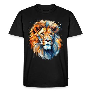 Lion Lion Head Animal Geometric Colorful Art Motif - Men's Premium Organic T-Shirt - black - Front - Nico (187cm)