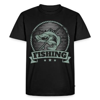 Fishing, Angler, Fisherman Fishing and Pike Fishing - Men's Premium Organic T-Shirt - black - Front - Nico (187cm)