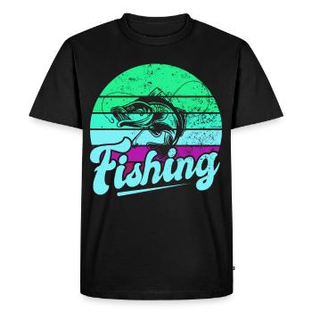 Fishing, Angler, Fisherman Fishing and Pike Fishing - Men's Premium Organic T-Shirt - black - Front - Nico (187cm)