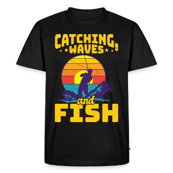 Fishing, Angler, Fisherman Fishing and Pike Fishing - Men's Premium Organic T-Shirt - black - Front - Nico (187cm)