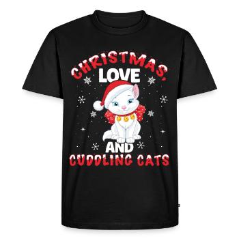 Chat, Câlin, Amour Animal, Noël, Amour Chats, - T-shirt Premium bio Homme - noir - Devant - Nico (187cm)