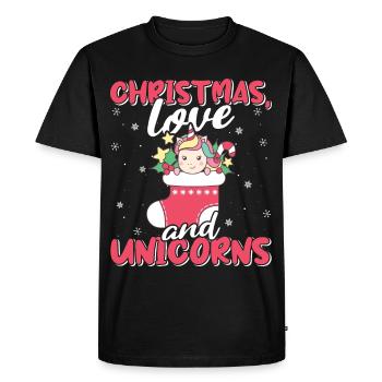 Unicorn Horses Riders Christmas Love Riding - Men's Premium Organic T-Shirt - black - Front - Nico (187cm)