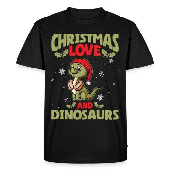Dino Boy Enfants Noël Amour Dinosaure - T-shirt Premium bio Homme - noir - Devant - Nico (187cm)