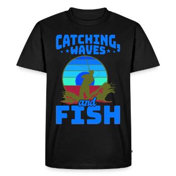 Fishing, Angler, Fisherman Fishing and Pike Fishing - Men's Premium Organic T-Shirt - black - Front - Nico (187cm)