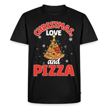 Pizza Junk Food Drôle Dire Noël, Amour - T-shirt Premium bio Homme - noir - Devant - Nico (187cm)
