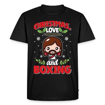 Cadeau de Noël de Noël Boxer Boxer Amour de Noël - T-shirt Premium bio Homme - noir - Devant - Nico (187cm)